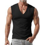 Herren nan figurbetontes ärmelloses V-Ausschnitt Muskelshirt R&B