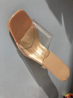 Damen Elegante Sandalen mit durchsichtigen Riemen und transparentem Blockabsatz R&B