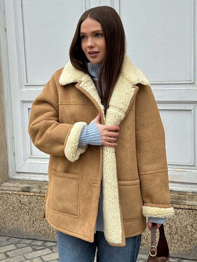 Damen Oversized Kunstfelljacke im lässigen Schnitt R&B