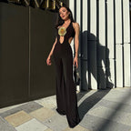 Damen Eleganter und figurbetonter Jumpsuit mit flared Hosen R&B