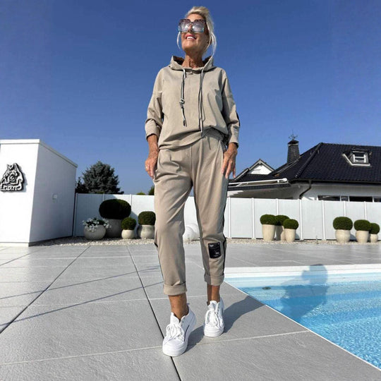 Damen Sportives Oberteil und modische Jogginghose Set R&B