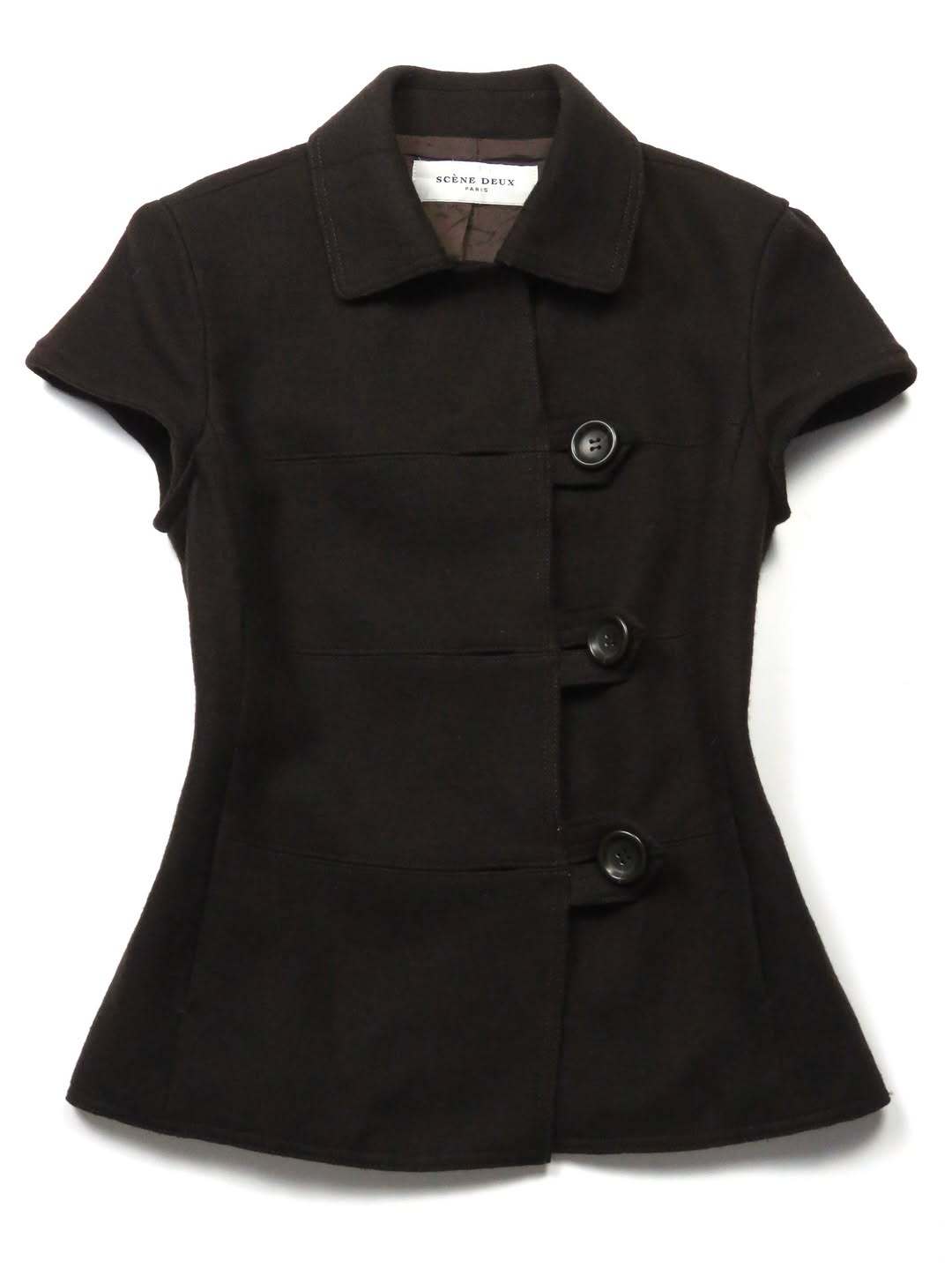 Damen Figurumspielende Kurzarmjacke mit Knopfdetails R&B