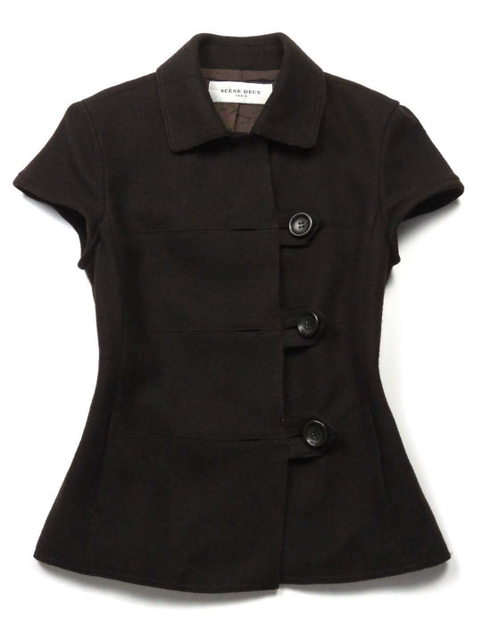Damen Figurumspielende Kurzarmjacke mit Knopfdetails R&B