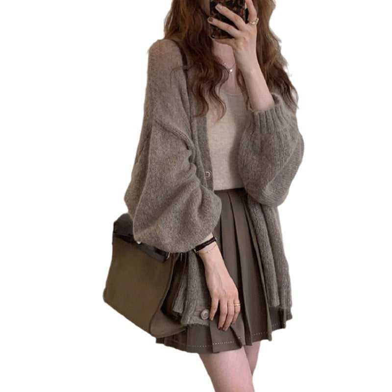 Damen Strickjacke im lässigen Oversized-Stil mit voluminösen Ärmeln und praktischen Taschen R&B
