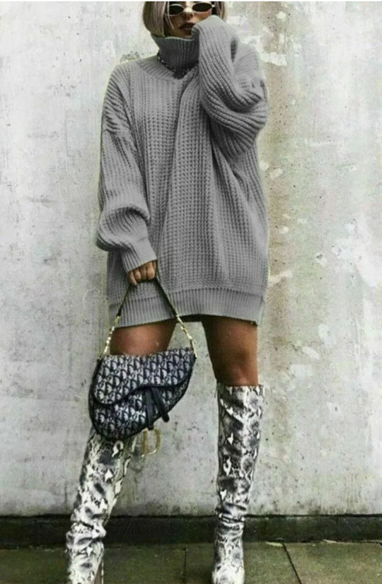 Damen Oversized Strickpullover im modernen Waffelmuster R&B