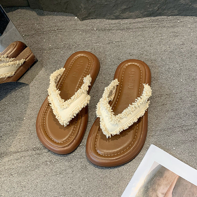 Damen Komfortable und modische Sandalen mit fransigen Riemen R&B