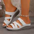 Damen komfortable Wedge-Pantoletten mit atmungsaktiver Sohle R&B