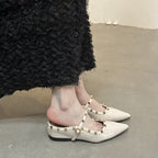 Damen elegante Slingback-Ballerinas mit dekorativen Nieten und komfortablem Fußbett R&B