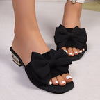 Damen Elegant und verspielte Zehentrenner-Sandalen mit dekorativem Schleifen-Detail R&B