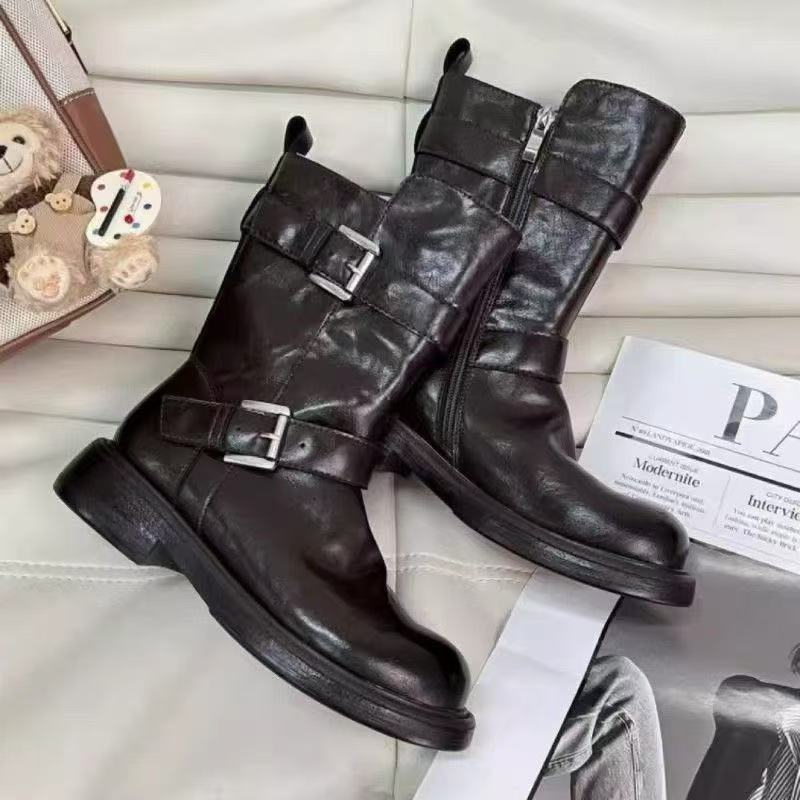 Damen Modische Stiefel mit stilvollem Schnallen-Design und robuster Sohle R&B