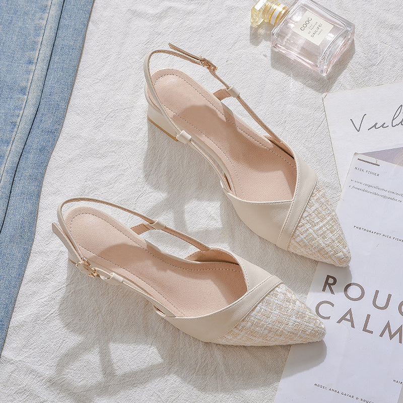 Damen elegante Slingback-Pumps mit modischer spitz zulaufender Form und praktischem Blockabsatz EB