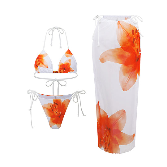 Damen Bikini-Set mit elegantem Wickelrock und modischen Blumenmustern R&B