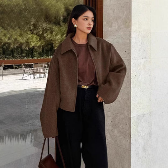 Damen elegante Kurzjacke aus weichem Material mit Oversize-Schnitten R&B