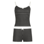 Damen Schlafshorts-Set mit Punkten und verstellbaren Spaghetti-Trägern R&B