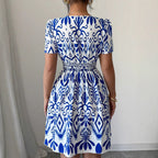Damen Sommerliches Mini-Kleid mit elegantem V-Ausschnitt und floralen Mustern R&B