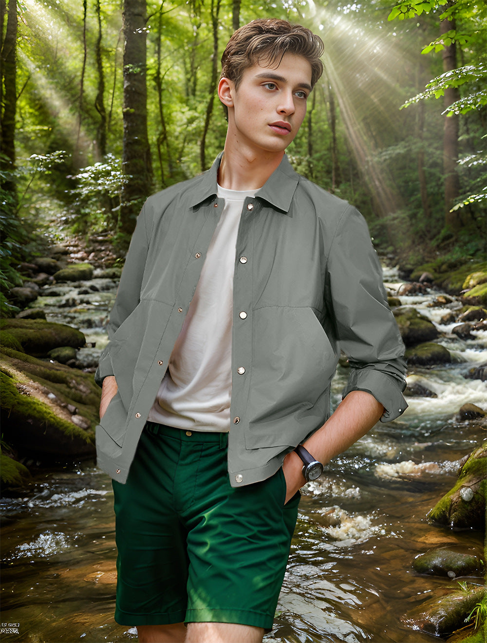 Herren leichte Sommerjacke mit innovativen Details R&B