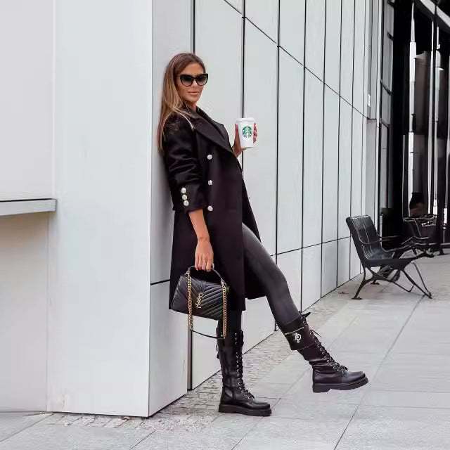 Damen Modischer Doppelreihen-Mantel mit strukturiertem GewR&Be R&B
