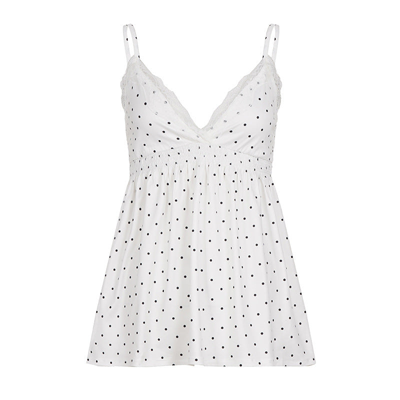 Damen Spaghetti-Top mit floralem Spitzenbesatz und elastischem Bund R&B
