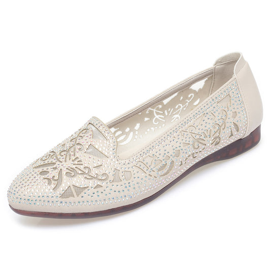 Damen Elegante Ballerinas mit filigranem Cut-Out-Design und funkelnden Strassdetails R&B