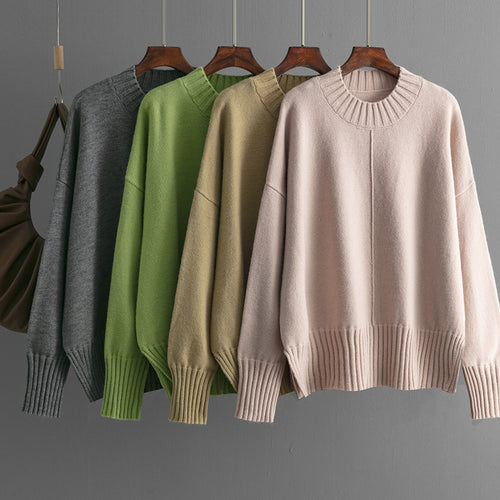 Damen Oversized Strickpullover mit Rippenbund R&B