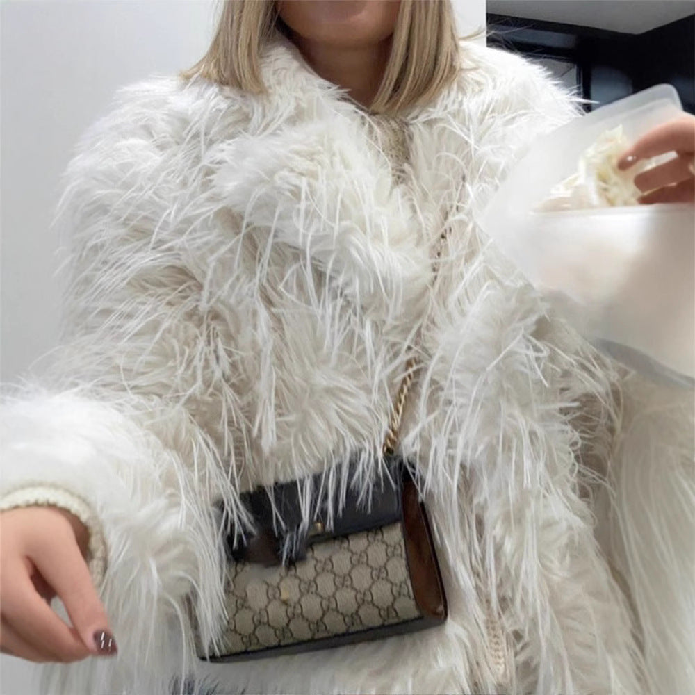 Damen Kunstfelljacke im extravagant gefransten Design R&B