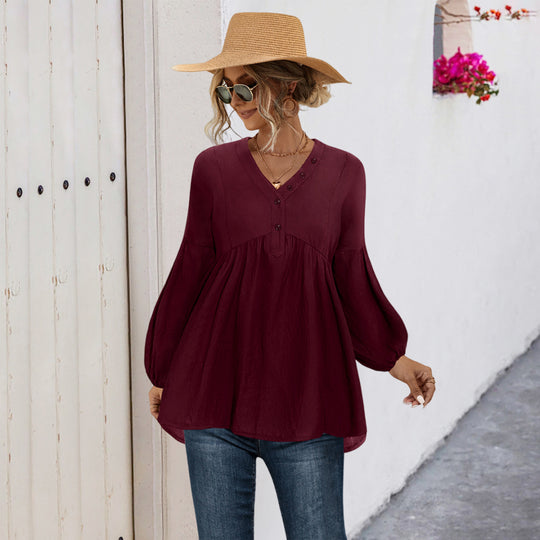 Damen Blusenshirt mit Knopfdetails und lockerer Passform R&B