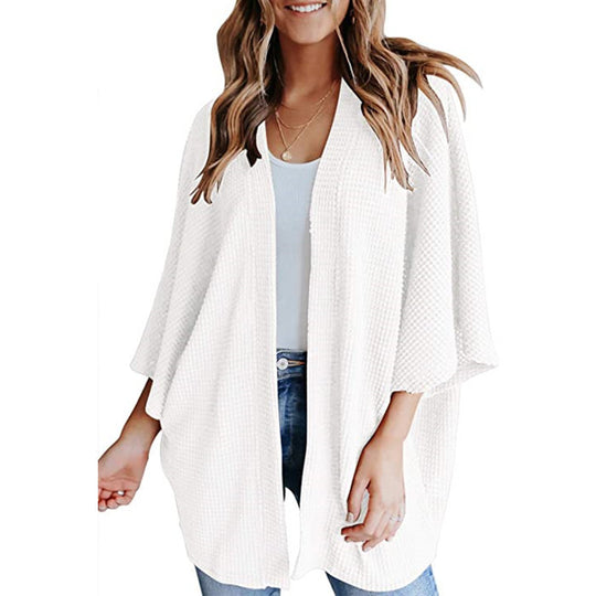 Damen lässiger Strickjacke im Waffelmuster R&B