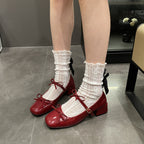 Damen Elegante Ballerinas mit dekorativen Schleifen und hochwertiger Lack-Optik R&B