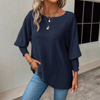 Damen Oversized Bluse mit lässigem Schnitt und elastischen Ärmeln R&B