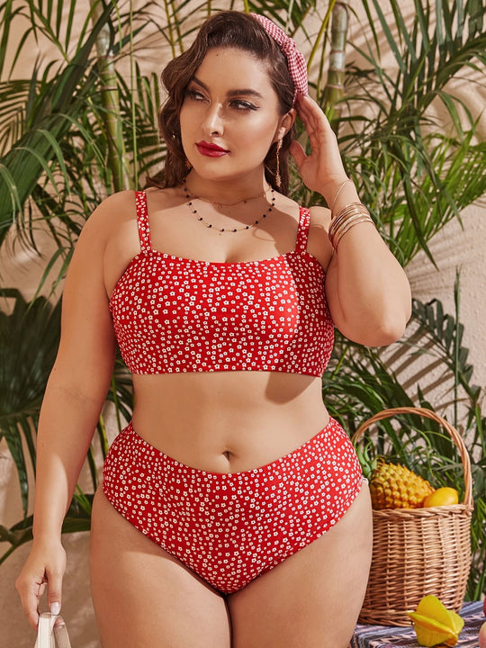 Damen Hochgeschnittener Bikini mit verspieltem Punktedesign R&B