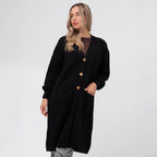 Damen Grobstrick-Cardigan mit schlichten Holzknöpfen und praktischen Taschen R&B