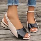 Damen Elegante Slingback-Sandaletten mit modischem Kork-Design und schimmerndem Absatz R&B