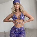 Damen Wickel-Bikini-Set mit floralem Muster und verspieltem Rock R&B