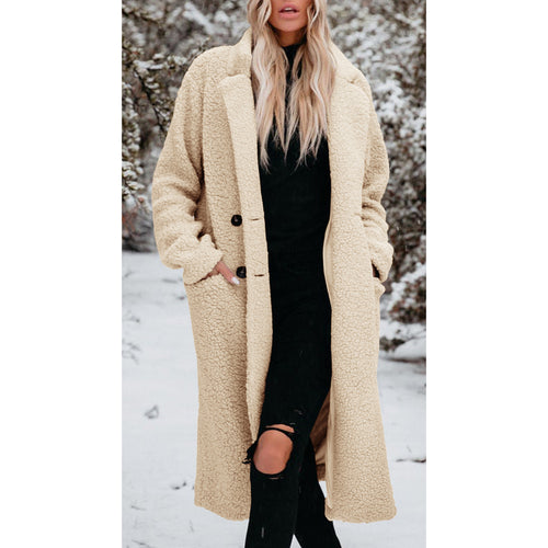 Damen Modischer Teddy-Mantel mit Knöpfen R&B
