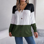 R&B | Farbblock Strickjacke mit Modischem Stil