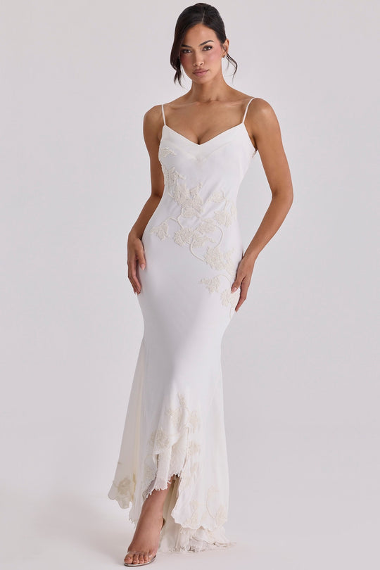 Damen Elegantes Abendkleid mit floralem Spitzenbesatz R&B