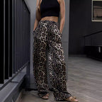 Damen Leoprint Palazzo-Hose R&B