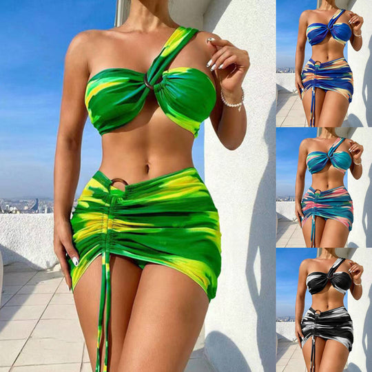 Damen Cropped Bikini-Set mit verspieltem Rüschendesign und elegantem Bindeträgersystem R&B