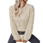 Damen Grobstrickpullover mit strukturiertem Zopfmuster
