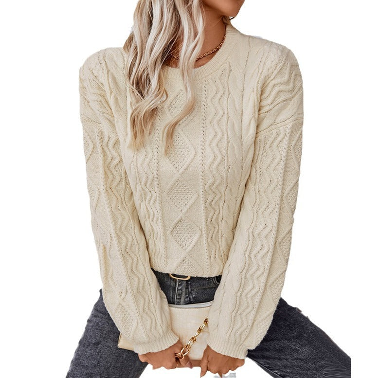 Damen Grobstrickpullover mit strukturiertem Zopfmuster