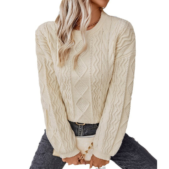 Damen Grobstrickpullover mit strukturiertem Zopfmuster R&B