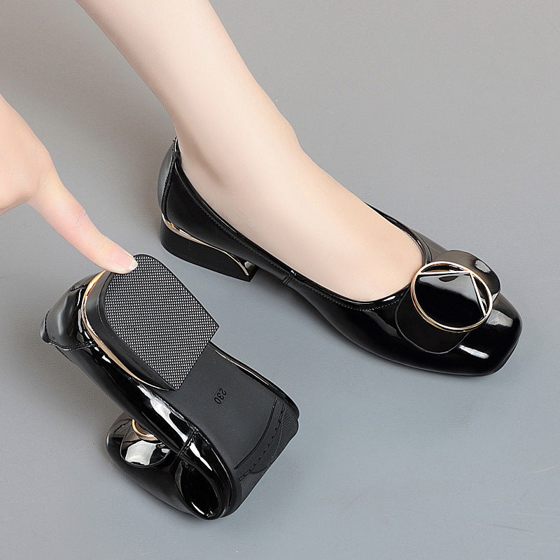 Damen Elegante Ballerinas mit modischem Schleifenakzent und komfortablem Blockabsatz R&B