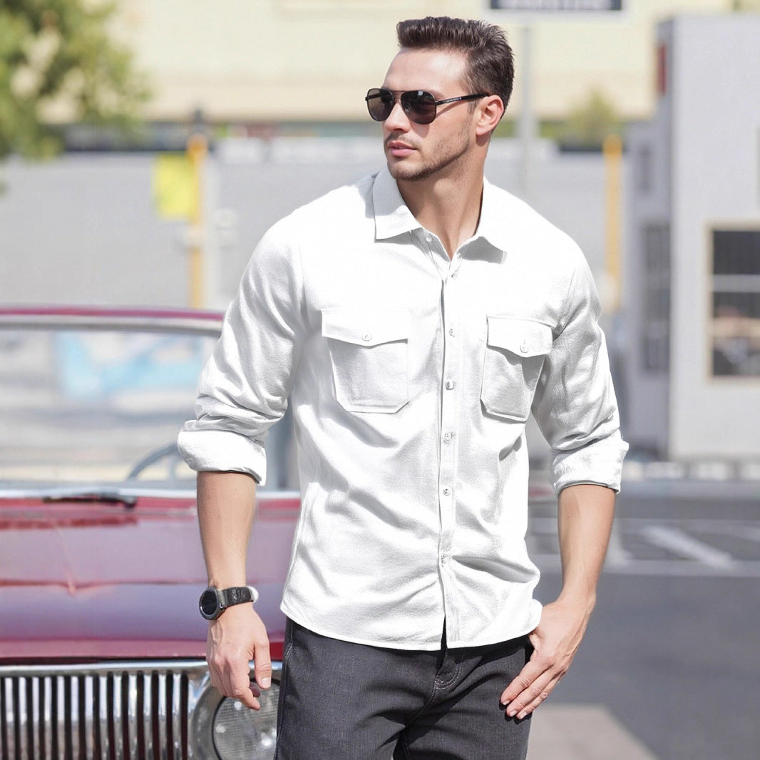 Herren Lässiges Langarmhemd mit praktischen Brusttaschen und modernem Schnitt R&B