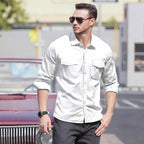 Herren Lässiges Langarmhemd mit praktischen Brusttaschen und modernem Schnitt R&B