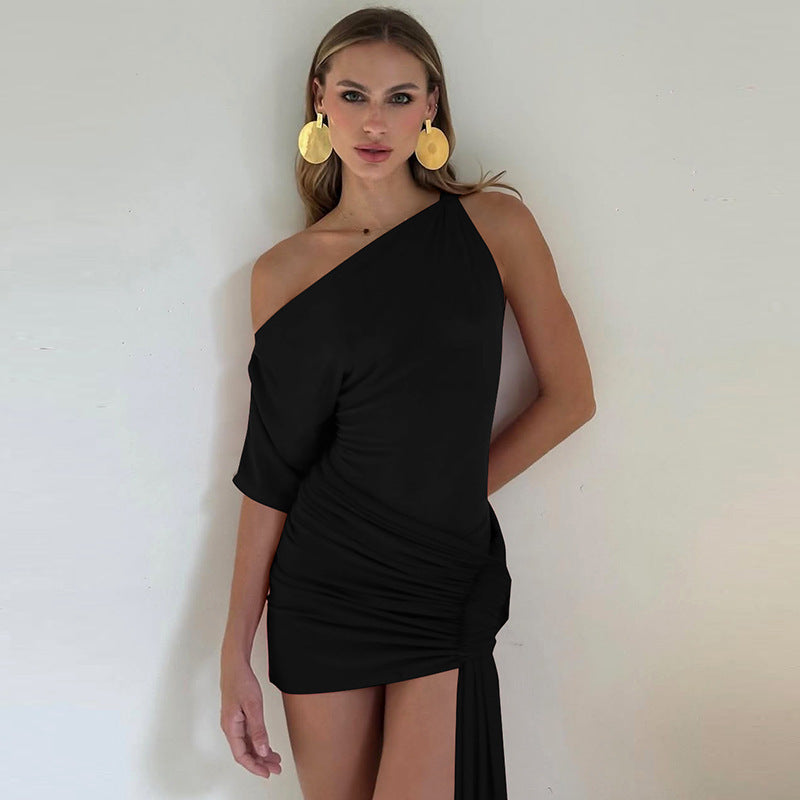 Damen Wickelkleid mit asymmetrischem Saum und eleganten Rüschendetails R&B