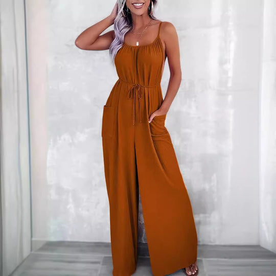 Damen Jumpsuit mit Schlaufen-Details und Taschen R&B