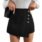 Damen Figure-hugging Minirock mit Knopfdetails und Rippstruktur R&B
