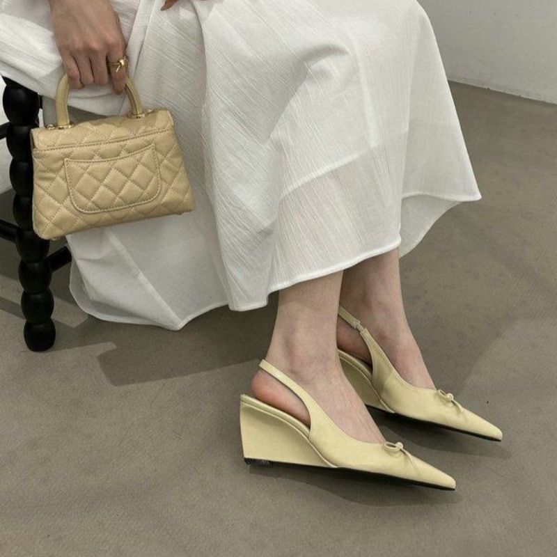 Damen elegante Wedgesandalen mit Schleifenverzierung R&B