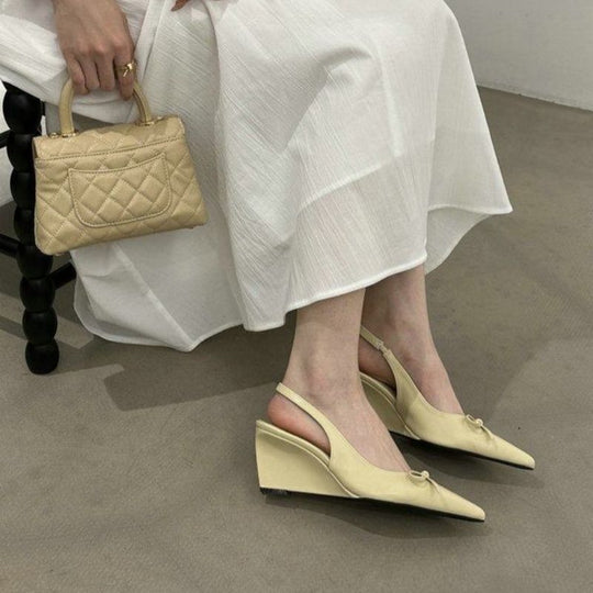 Damen elegante Wedgesandalen mit Schleifenverzierung R&B