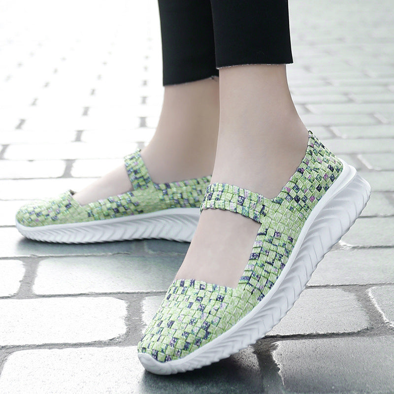 Damen Atmungsaktive Slip-On Freizeit-Schuhe mit elastischem Obermaterial
